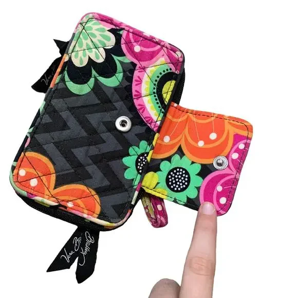 Vera Bradley Ziggy Zinnia Zip Around Wristlet Wallet Small Floral - Picture 3 of 5